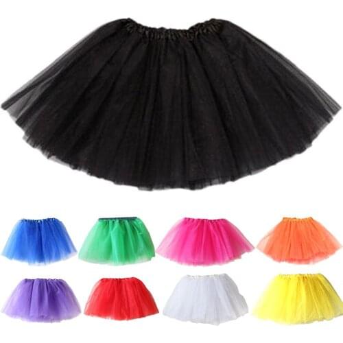 Fashion Cute Kids Girls Solid Color Girl Tulle Little Princess Fancy Dancewear Ballet Dance Party Skirt Costume One Size