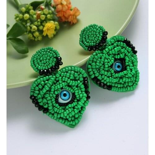 Fashion Handmade Multicolor Bohemian Heart Beaded Drop Earrings for Women Gifts Glass Beads Dangle Earrings Jewelry