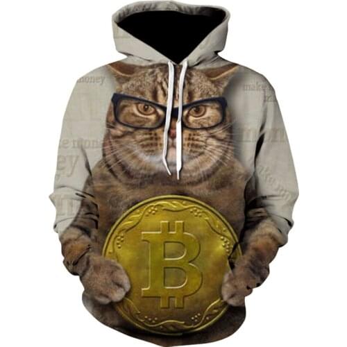 3d printing glasses cat mens hoodie trend Harajuku hoodie fashion casual fashion sweater pullover funny style
