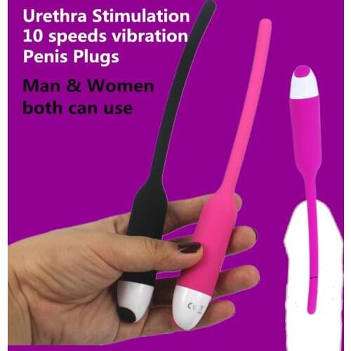 Male Urethra Stimulation Vibrator Sex Products Silicone Urethral Sounds Toys Catheters Chastity Device Vibrating Penis Plugs