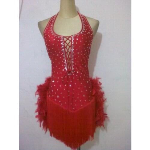 New style Latin dance costume sexy sequins Feather latin dance competition dress child lady latin dance dresses S-XXXL