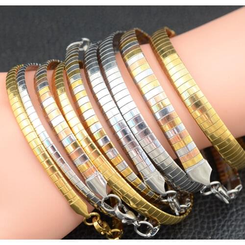 Wholesale High Quality Gold And Silver Color Stainless Steel Jewelry OMG Bangles Chains Bracelets For Women BGCGABAH
