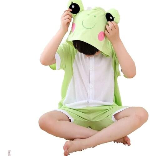 Kids Boy Girl Frog Cotton Sleepwear Costume Kigurumi Cartoon Animal Summer Fancy Children Cosplay Dress Onesie Cartoon Pajama