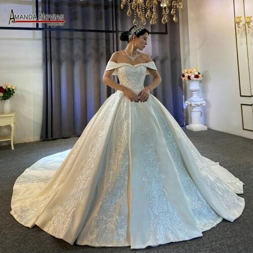 Dress 2021 for weddings new real work satin wedding dress with lace high quality