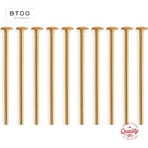 50PC/Set 14K Gold Filled Flat Head Pins T Shape Needles Pins for DIY Earring Making Jewelry Findings