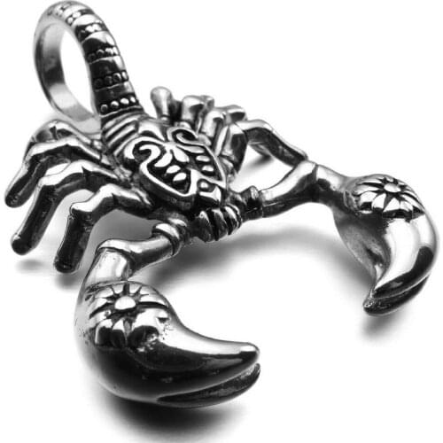 Mens Large Heavy Stainless Steel Pendant Jewelry Silver color Black Scorpion King Knight Fleur De Lis Cross Punk Rock Biker