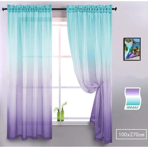 Semi Sheer Gradient Color Curtains Bright Color Modern Curtains for Girls Kids Bedroom Living Room Window Curtain Panels