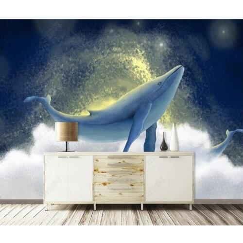 Custom photo wallpaper for walls 3 d murals Nordic hand-painted cartoon dolphin TV background wall papers mural decor