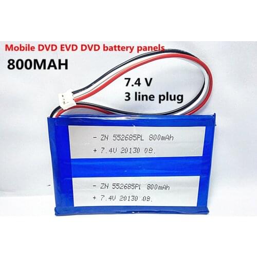 Free shipping 7.4 V 555285 polymer EVD DVD, portable DVD battery panels use machine 552685*2 800 mah
