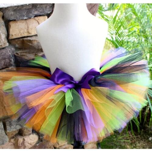Multicolor Girls Tutu Skirts Kids Ballet Tulle Pettiskirts Underskirt with Purple Ribbon Bow Children Party Costume Skirts Tutus