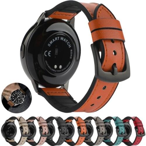 20mm 22mm Leather Strap For Samsung Galaxy Watch 3 41mm 46mm Silicone Band for Huawei Watch Band GT2 Pro For Huawei Amazfit Bip