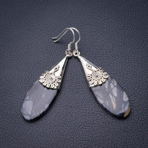 StarGems Natural Picasso Jasper Handmade 925 Sterling Silver Earrings 2.5" D6884