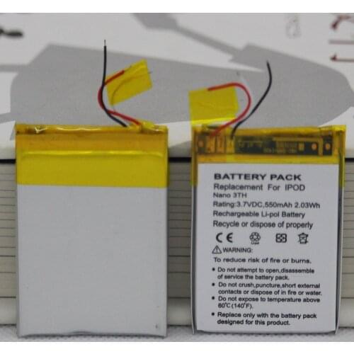 30pcs/lot battery replacement For Nano3 Battery Replacement 3.7V Li-ion Replacement Battery for iPod Nano 3 gen