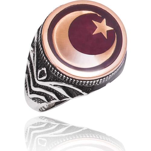 Tevuli 925 Sterling Silver Moon Star Men 'S Ring