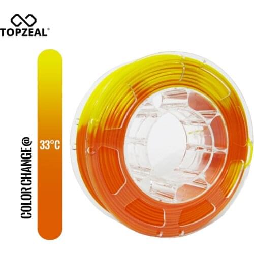 TOPZEAL 3D Printer PLA Temperature Change Color Filament, Dimensional Accuracy +/- 0.05 , 1KG Spool, 1.75mm , Orange To Yellow