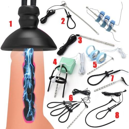 Penis Shock Plug Urethral Sound Catheter Dilator Electric Stimulation Cock Therapy Erection Ring SM Sex Toys For Man Masturbator