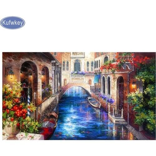 Venice water town Diamond Painting Cross Stitch Diamond Embroidery Home Decor Mosaic diamond Picture Full Square drill 50x100cm