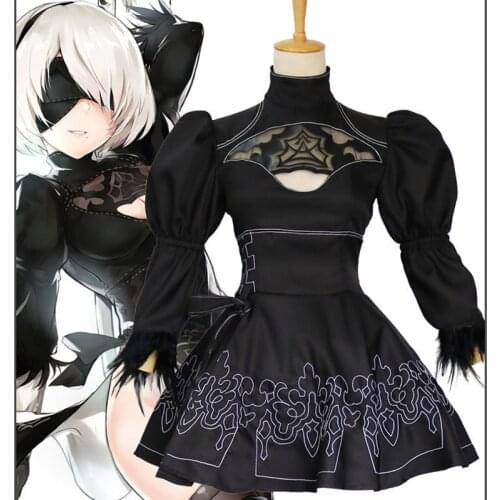 Halloween Nier Automata Yorha 2B Cosplay Costume For Women Adult Anime Sexy Short Dress Fancy Party Outfit Disguise Suit Girl