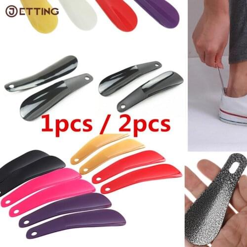 1-2pcs Professional Shoe Horns Black Plastic Shoe Horn Spoon Shape Shoehorn Shoe Lifter Flexible Sturdy Slips