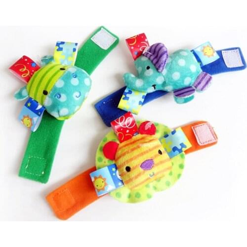 1Pcs Lovely Plush Wrist Rattles Lion & Elephant & Hippo Newborn Toys Plush Animal Mobile Musical For Baby Toys 0-12 Months