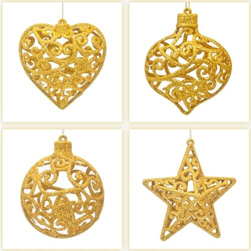 1Pcs Christmas tree decoration supplies glitter 3D pendant pendant ornament New Year Christmas gift home decoration