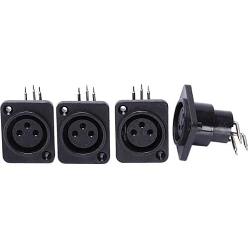 10pcs Black XLR 3pin Female Jack Panel Mount Chassis PCB Socket Connector