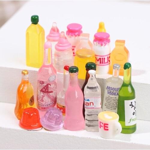 10PCS 1:12 Scale Cute Mini Dollhouse Miniature Drink Bottle Soda Drink Pretend Play Food Toy Kitchen Accessories