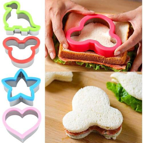 1/2/4PCS Kitchen Sandwich Cutter Set for Kids Animal Dinosaur Star Heart Shape Stainless Steel Bread Mould Cookie Cutters Mold