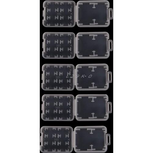 5PCS 8 in 1 Plastic Transparent Standard SD SDHC Memory Card Case Holder Box Storage