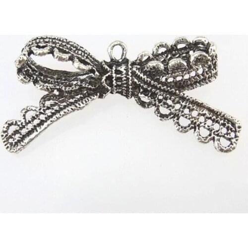 5pcs Antique Silver Metal Bowknot Charms Pendants DIY Jewelry Findings Accessories 13119