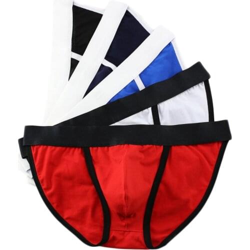 5PCS Mens Underwear Sexy Briefs Men High Fork Panties Breathable Low-waist Bikini Cotton Male Underpants Specially Male Briefs