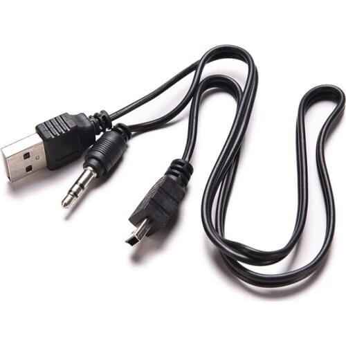 50cm 1PC USB Mini Male To Male USB 2.0 5pin Standard + 3.5mm AUX Audio Jack Connection Adapter Cable For Speaker Mp3 MP4 Player