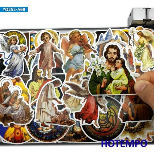 68pcs Jesus Virgin Mary Peter Paul Angel Stickers for DIY Mobile Phone Laptop Suitcase Guitar Skateboard Bike Car Decal Stickers