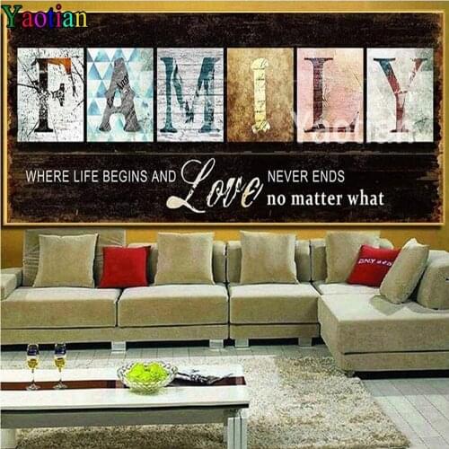 Diamond Mosaic Family Letter 5D Diamond Painting Kit Full Square / Round Diamond Embroidery Sale Rhinestone Picture Decor Home