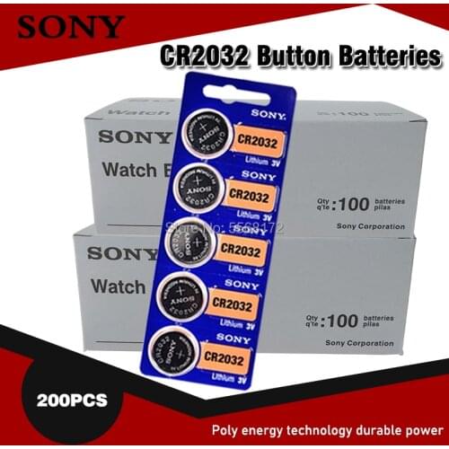 200pcs For SONY CR2032 Lithium Button Coin Cell Batteries 3V CR 2032 DL2032 ECR2032 BR2032 Battery For Watch Electronic Remote