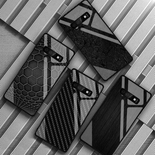 Car carbon fiber simple Tempered Glass Phone Case For Samsung Galaxy S8 S9 S10 S20 PLUS J6 J8 2018 NOTE 8 9 10 Cover Shell