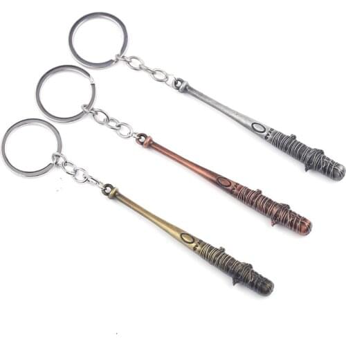 Movie Walking Dead Stick keychain owner Negans bat Lucille keychain, fashion trend three-color keychain car keychain jewelry