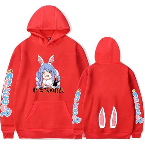 HOLOLIVE VTuber Usada Pekora Print Autumn and Winter Holiday Men/Women Pure Cotton Fleece Hooded Kawaii Novelty Sweet style