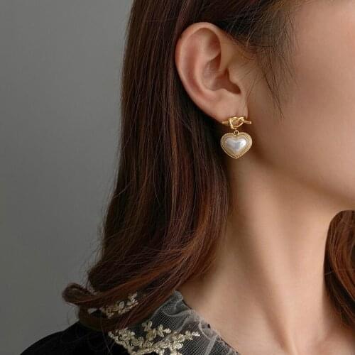 Needle Ethnic Style Fashion Love Pearl Eardrop Online Refined Personality Trendy Earrings Design Earrings Women