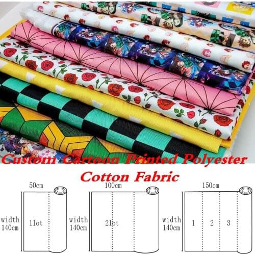 Custom Cartoon Printed Polyester Cotton Fabric (50cm*140cm ) Patchwork for Sewing Dress Cloth Making Puppet FXXXX