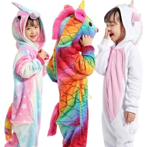 Children Pajamas Kigurumi Girls Unicorn Anime Panda Onesie Kids Costume Boys Sleepwear Winter Baby Licorne Pyjamas Kids Jumsuit
