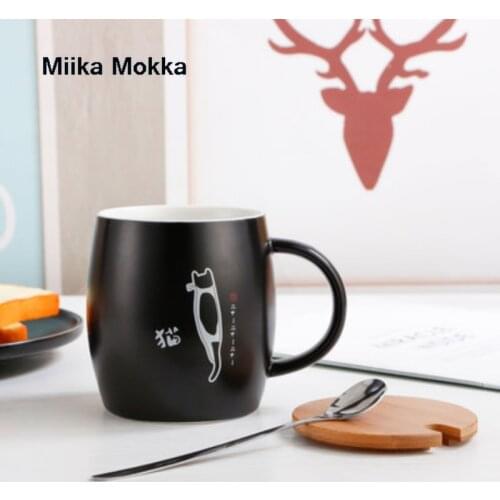 Microwavable Cup 400-500ml Cartoon Animal Ceramic Cup Cute Girl Mug Ins Water Cup with Lid and Spoon Couple Cup Breakfast Cup