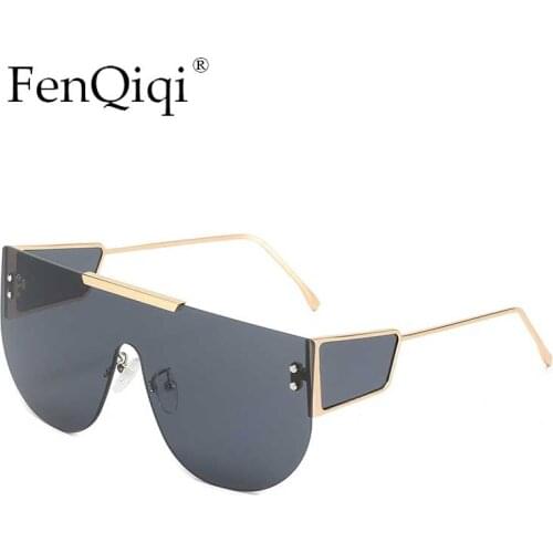 Fashion One Piece Sunglasses Oversized Frameless Oval Eyewear Vintage Frame Rimless Shield Gradient Shades Glasses