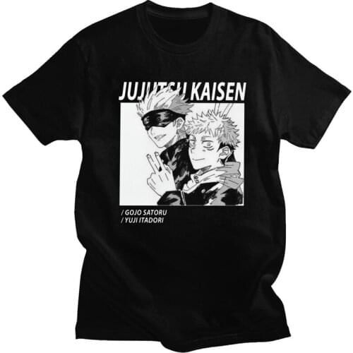 Jujutsu Kaisen Gojo Satoru Men T Shirt Pre-shrunk Cotton Tees Anime Manga Tshirt Short-Sleeve Graphic T-shirt Clothes