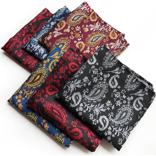 18Style Men Handkerchief Silk Woven Dots Floral Pattern Hanky Mens Business Casual Square Pocket Handkerchief Wedding Hankies