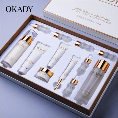 OKADY Two-lobed Yeast Clear and Replenishing Facial Skin Care Set Whitening Cream Moisturizing Essence Eyes Care Beauty Products