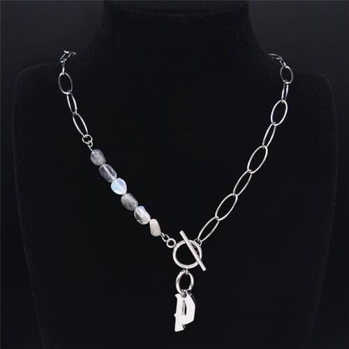 2021 Stainless Steel Flash Stone Statement Necklace Women P Letter Necklace Hip Hop Jewelry collar acero inoxidable NXS03