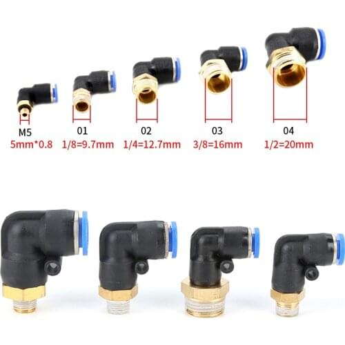 PL pneumatic connector 4mm-12mm hose OD 1/8 "1/4" 3/8 "1/2" male pneumatic thread tube elbow connector tube Air Push In mount