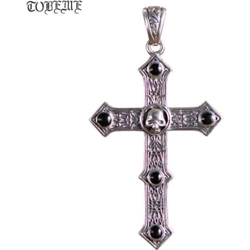 100% 925 Silver Cross Pendant Thai Silver Cross Pendant 925 Sterling silver Skull Man Pendant PUNK Jewelry