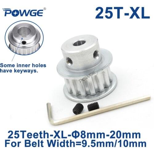 POWGE 25 Teeth XL Timing Synchronous pulley Keyway Bore 8/10/12/14/15/16/17/18/19/20mm for Belt width 10mm GEAR 25teeth 25T